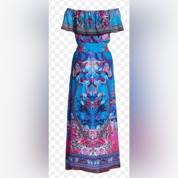 Boston Proper Dresses & Skirts - NWT Boston Proper Embellished Blue w/Pink Floral Maxi Dress w/Belt Camilla Vibe